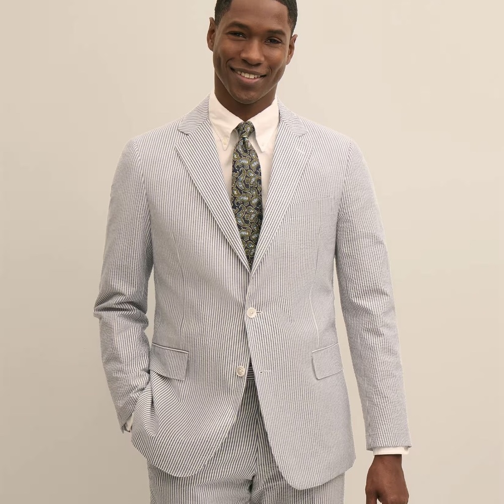 Brooks Brothers Seersucker 1818 Suit Jacket - Cotton Seersucker Blazer 38R